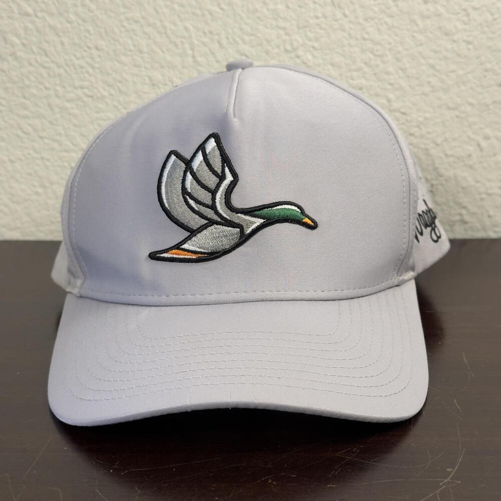 Waggle Duck Logo Hat Cap Snap Back One Size Gray Golf Mens Perforated Mesh